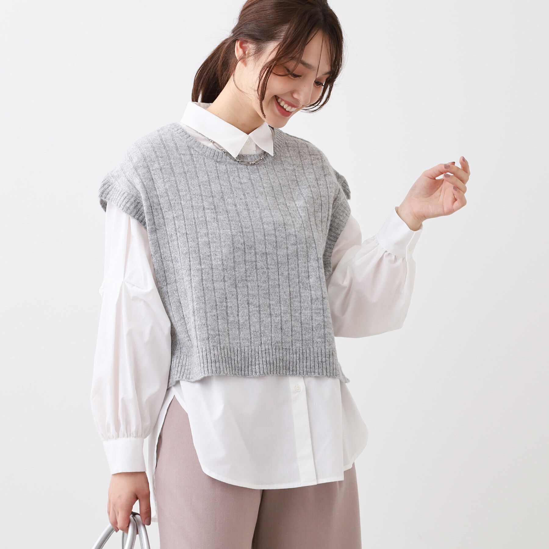 Reflect「【E‐QUALITY／手洗い可／セットアイテム／単品使いも可能】ニットベスト＋シャツ」|その他|