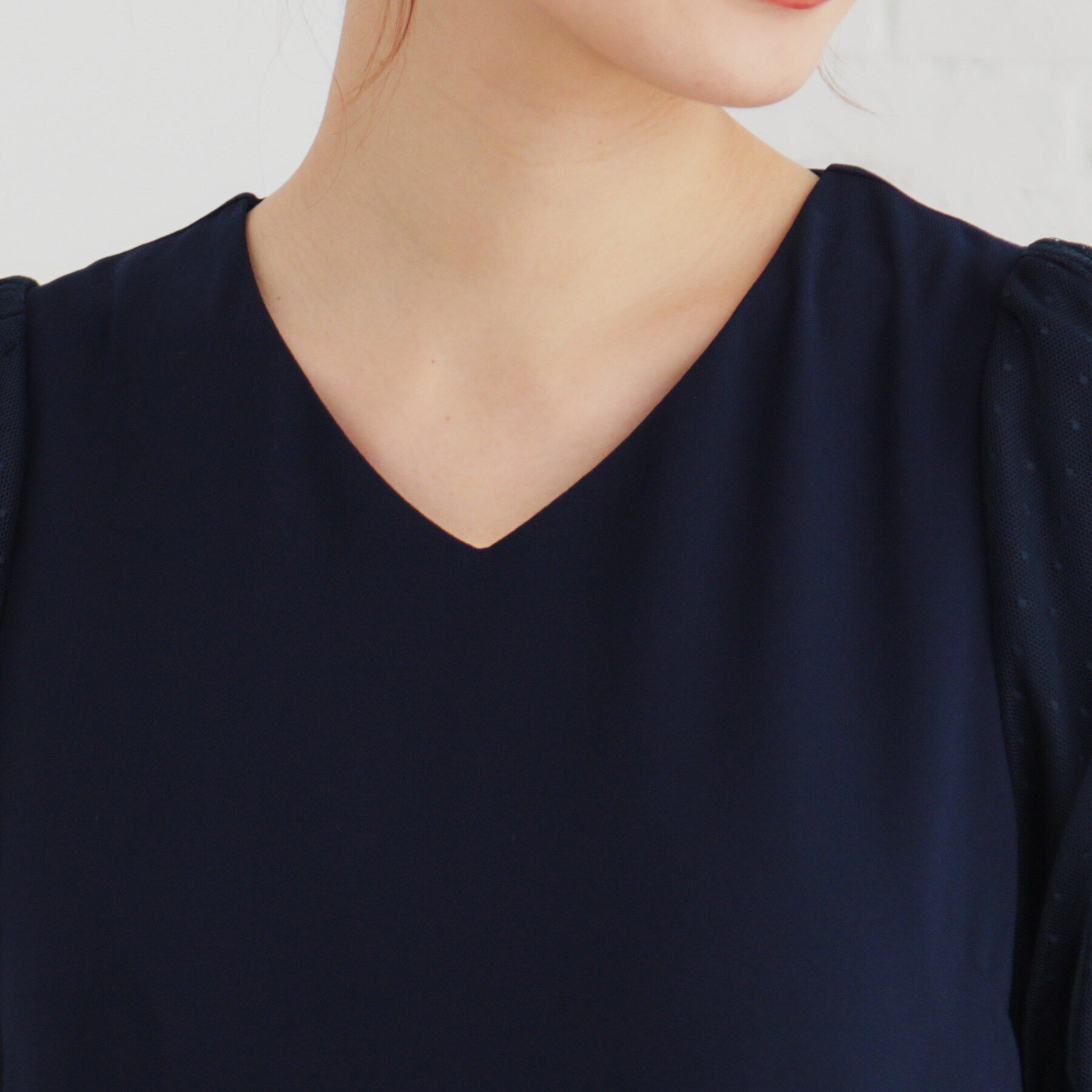 SunaUna「【袖ドットチュール／ティアード】5分袖ワンピース」|ワンピース|