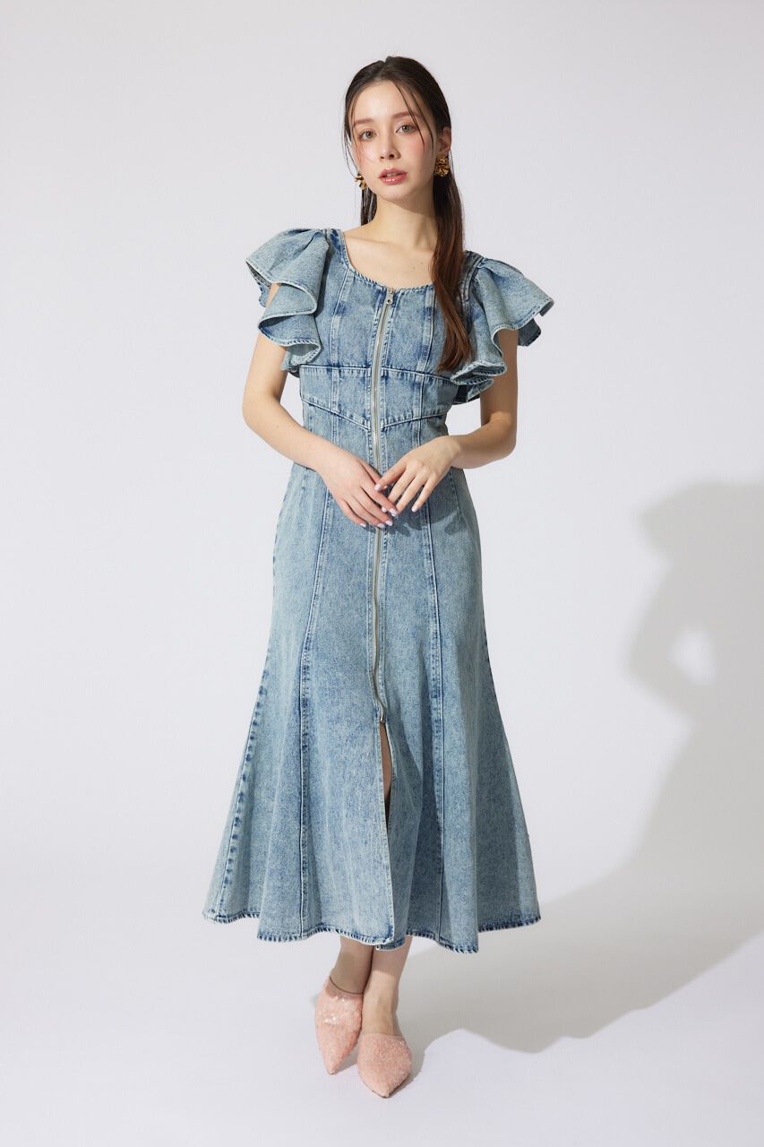 rienda「フリルスリーブマーメイドワンピース」|ワンピース|L/BLU1