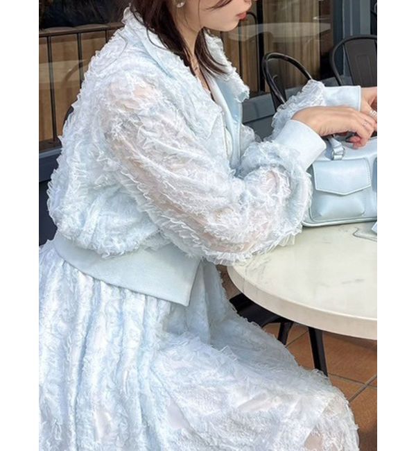 dazzlin「【セットアップ対応】エアリーレースブルゾン」|ブルゾン・スタジャン|ブルー