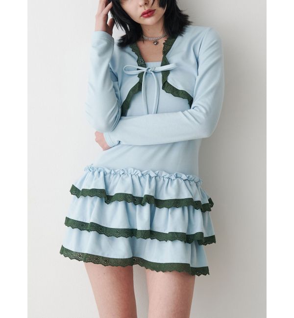 jouetie「ボレロセットフリルベアワンピース」|ワンピース|ブルー