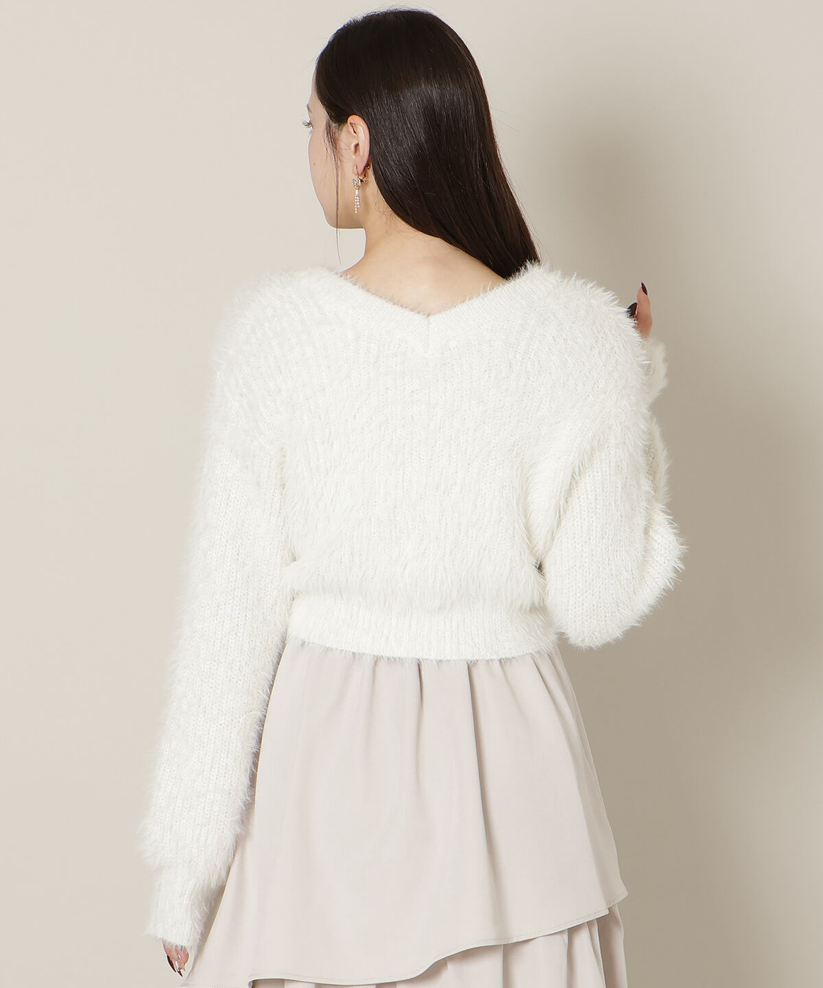 WILLSELECTION「Vネックラメフェザーカーディガン」|カーディガン|