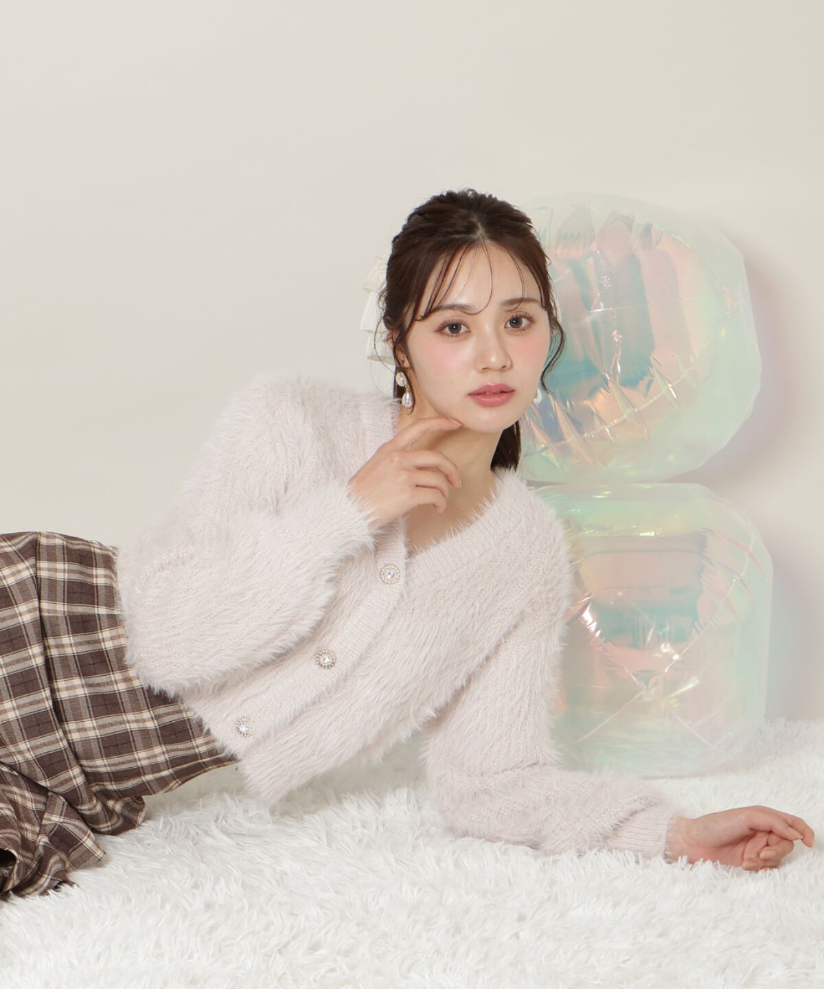 WILLSELECTION「Vネックラメフェザーカーディガン」|カーディガン|