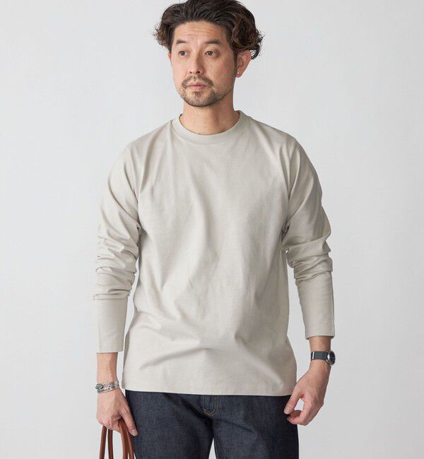 SHIPS「SHIPS: 抗菌・防臭 NANO-FINE(R) ハイゲージ クルーネック Tシャツ (ロンT)」|Tシャツ・カットソー|ライトグレー