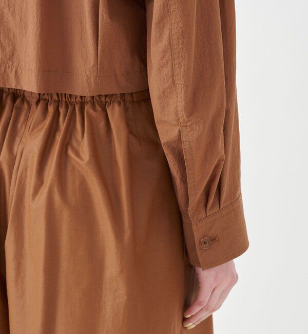 MACPHEE「コットンナイロンワッシャー クルーネックジャケット」|ノーカラージャケット|