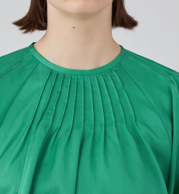 Ballsey「コットンシルクサテン ピンタックパフブラウス」|シャツ・ブラウス|