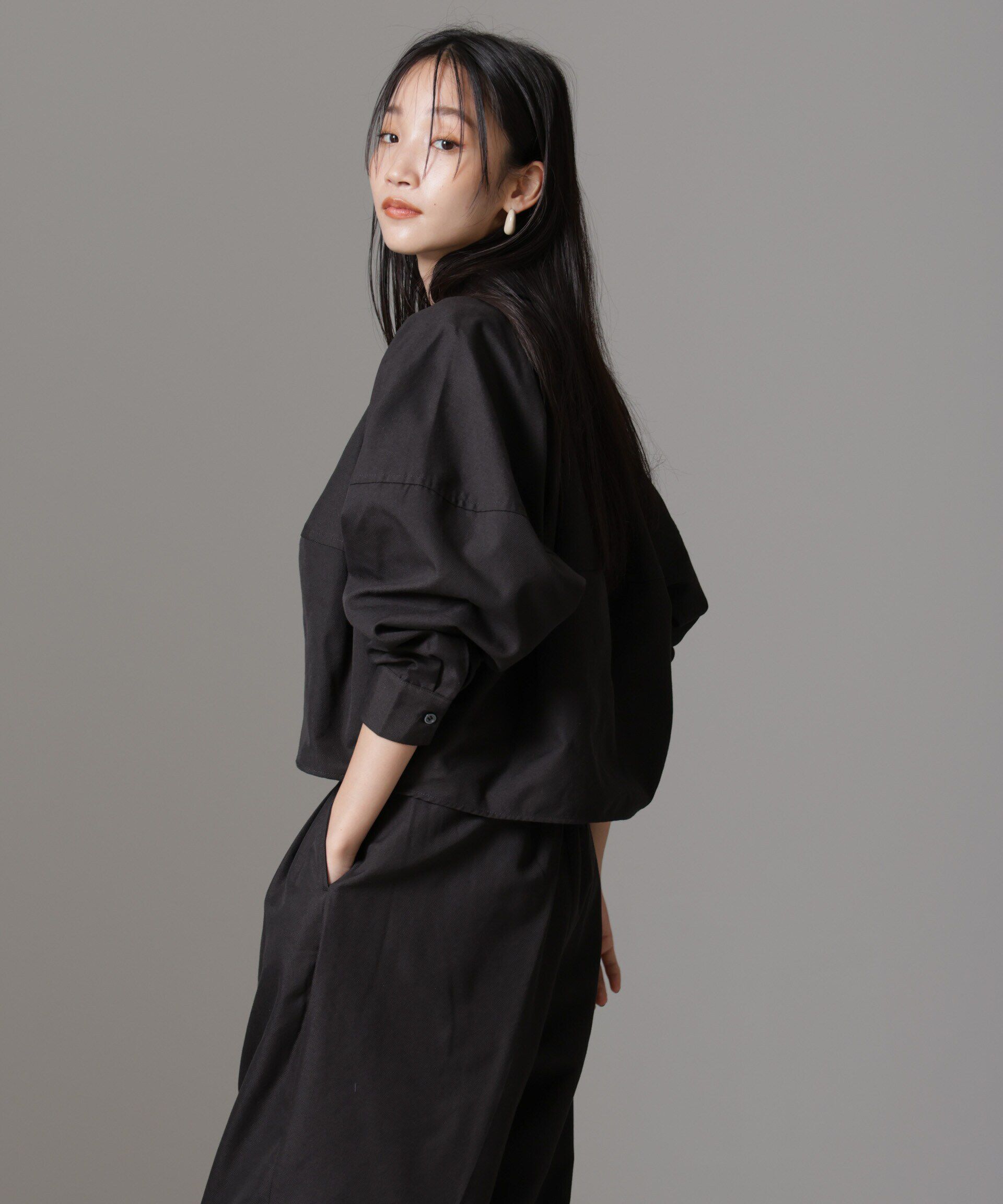 nano･universe「バルーンシルエットシャツ(セットアップ可)」|シャツ・ブラウス|チャコール3
