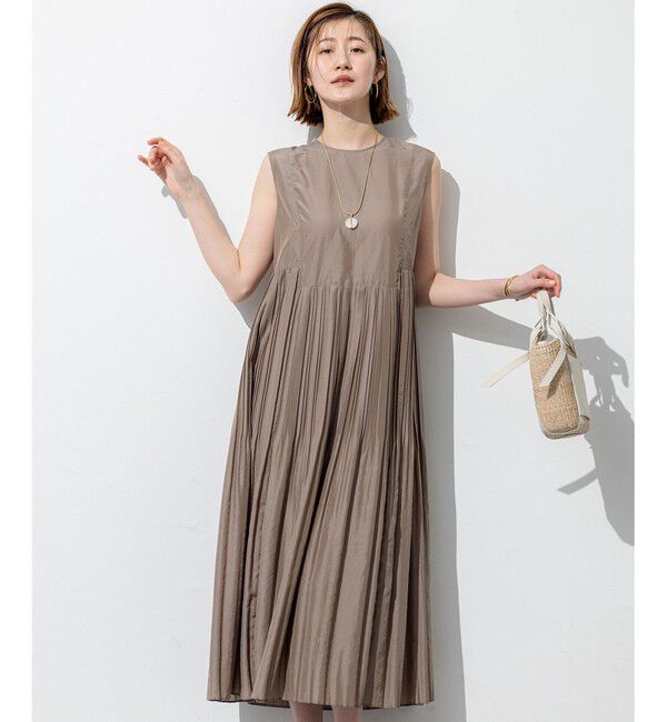 23区「【洗える】プリーツコンビ ワンピース」|ワンピース|モカ系