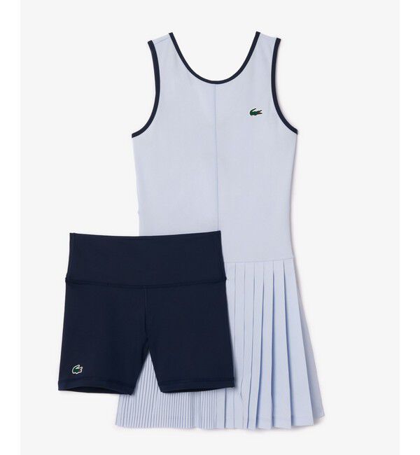 LACOSTE「ウルトラストレッチ鹿の子 アシンメトリープリーツスカートテニスドレス」|ワンピース|