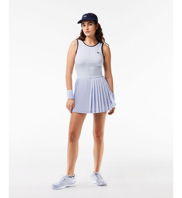 LACOSTE「ウルトラストレッチ鹿の子 アシンメトリープリーツスカートテニスドレス」|ワンピース|