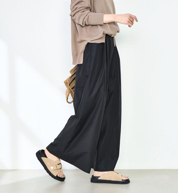 NOLLEY'S「ウォッシャブルエクセルテックタンブラー2タックワイドパンツ」|その他|ブラック