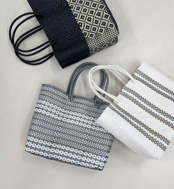 fredy emue「【MoonBird /ムーンバード】柄編みメルカドバッグ M」|かごバッグ|シルバー