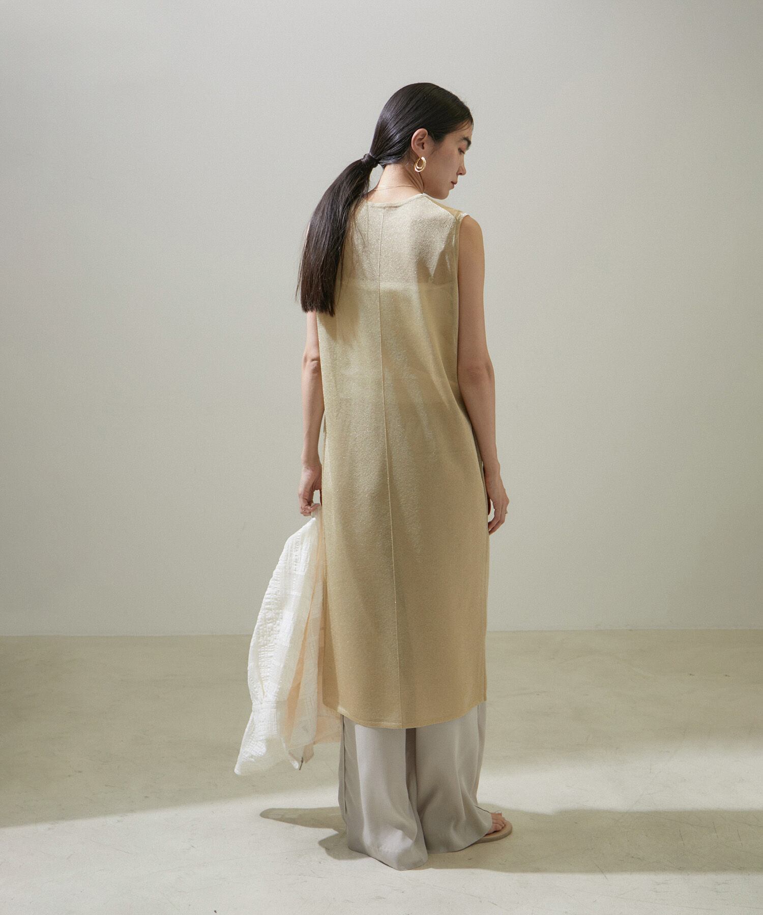 SALON adam et rope'「ラメノースリーブワンピース【洗える】」|ワンピース|