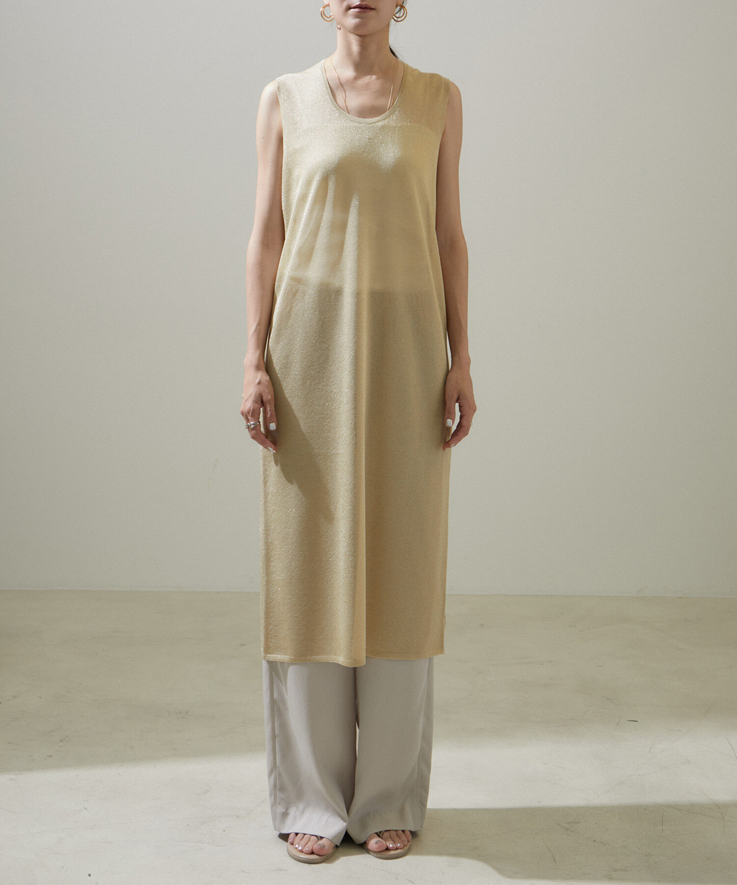 SALON adam et rope'「ラメノースリーブワンピース【洗える】」|ワンピース|