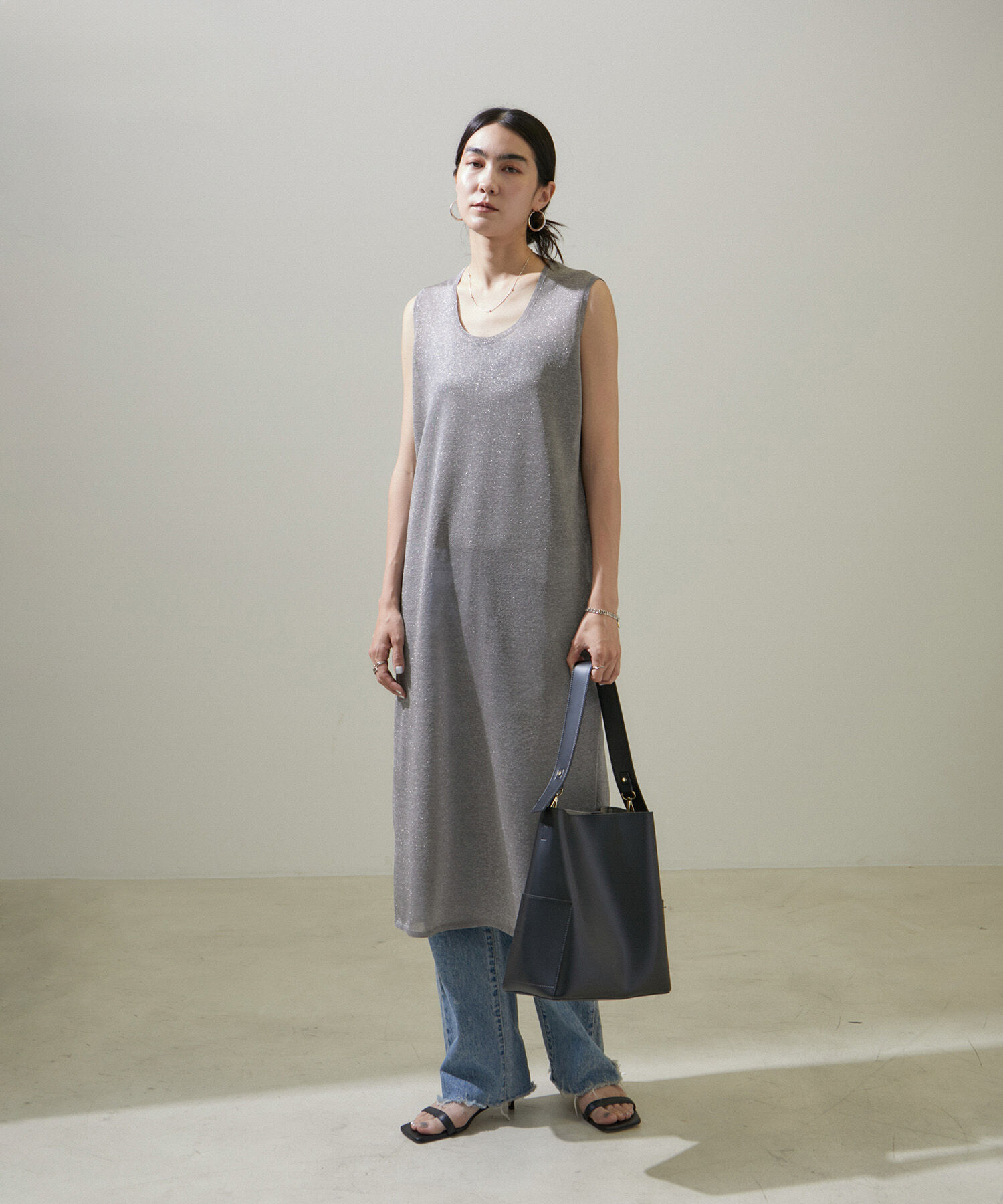 SALON adam et rope'「ラメノースリーブワンピース【洗える】」|ワンピース|