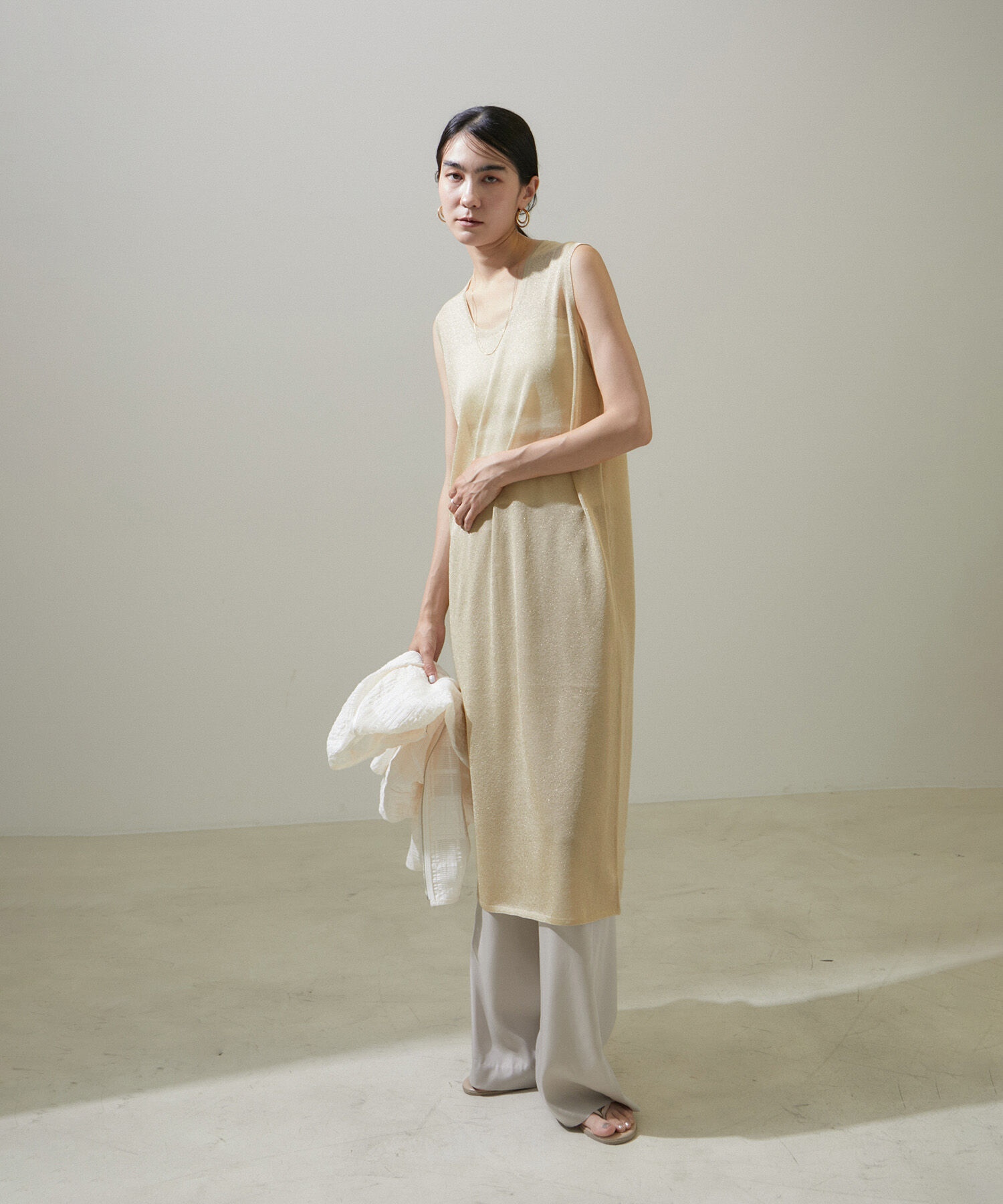 SALON adam et rope'「ラメノースリーブワンピース【洗える】」|ワンピース|