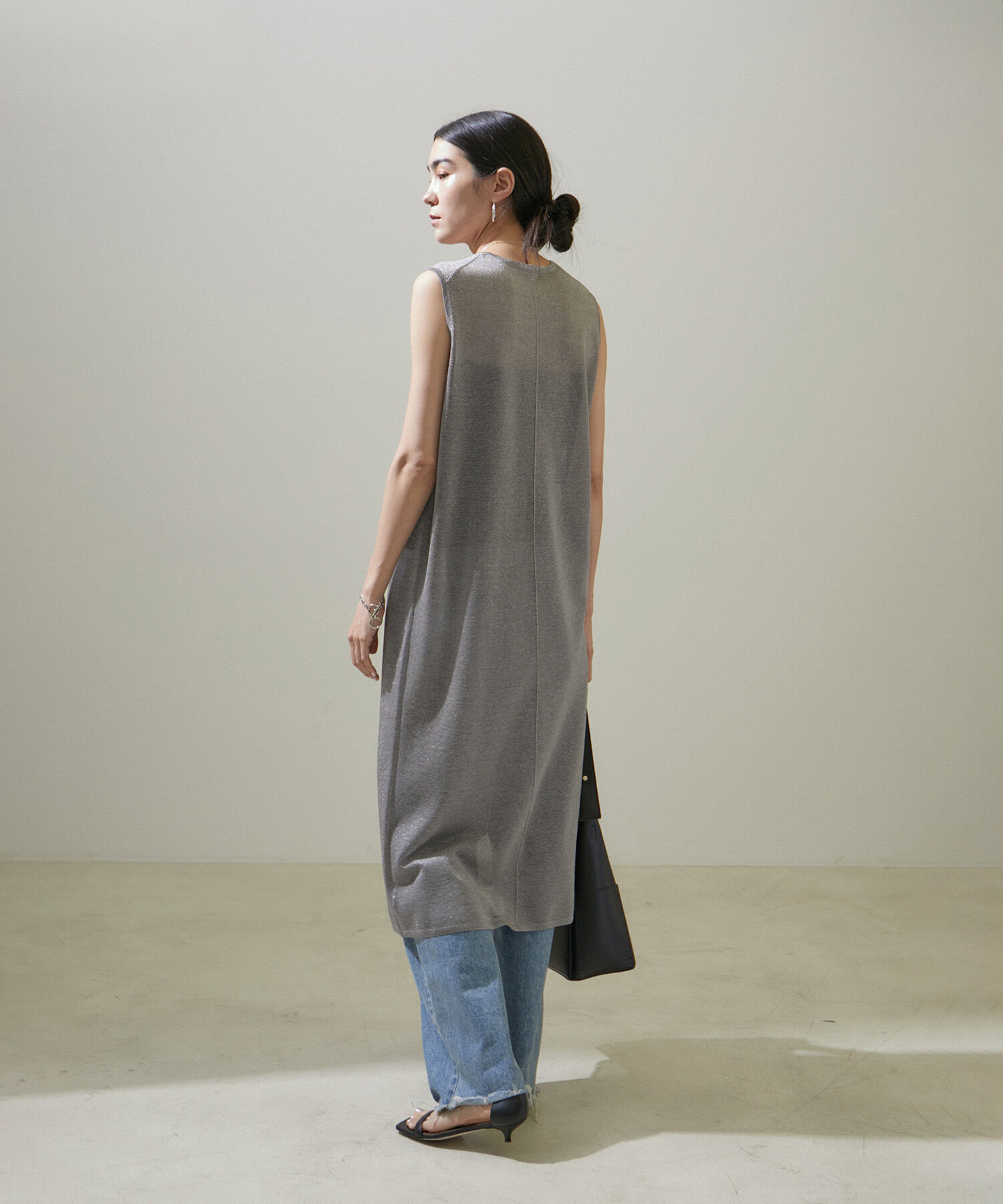 SALON adam et rope'「ラメノースリーブワンピース【洗える】」|ワンピース|