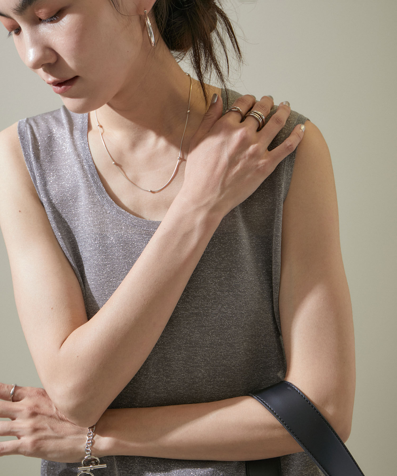 SALON adam et rope'「ラメノースリーブワンピース【洗える】」|ワンピース|