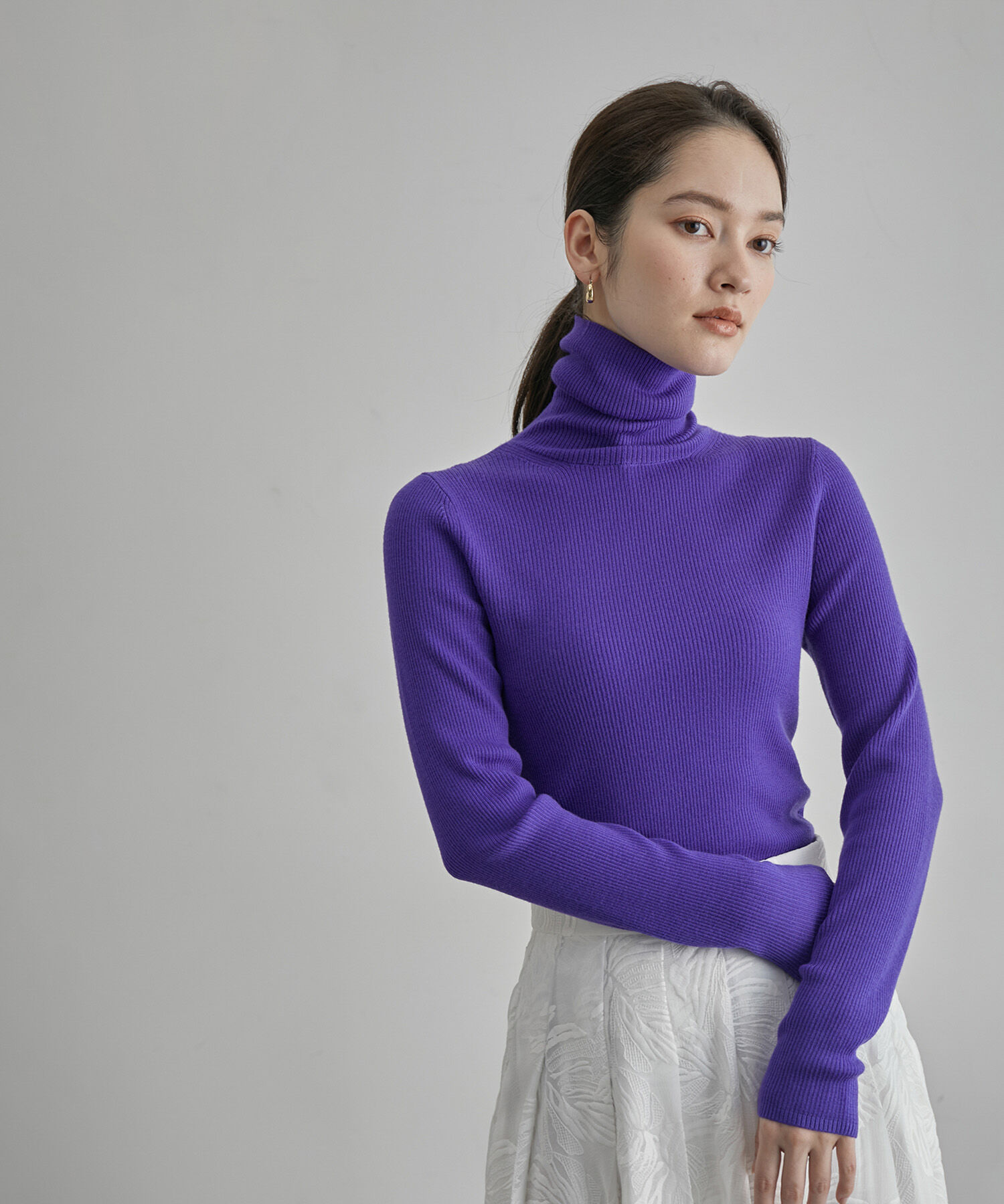 ROPE「ハイゲージタートルネックニット」|ニット・セーター|パープル(50)
