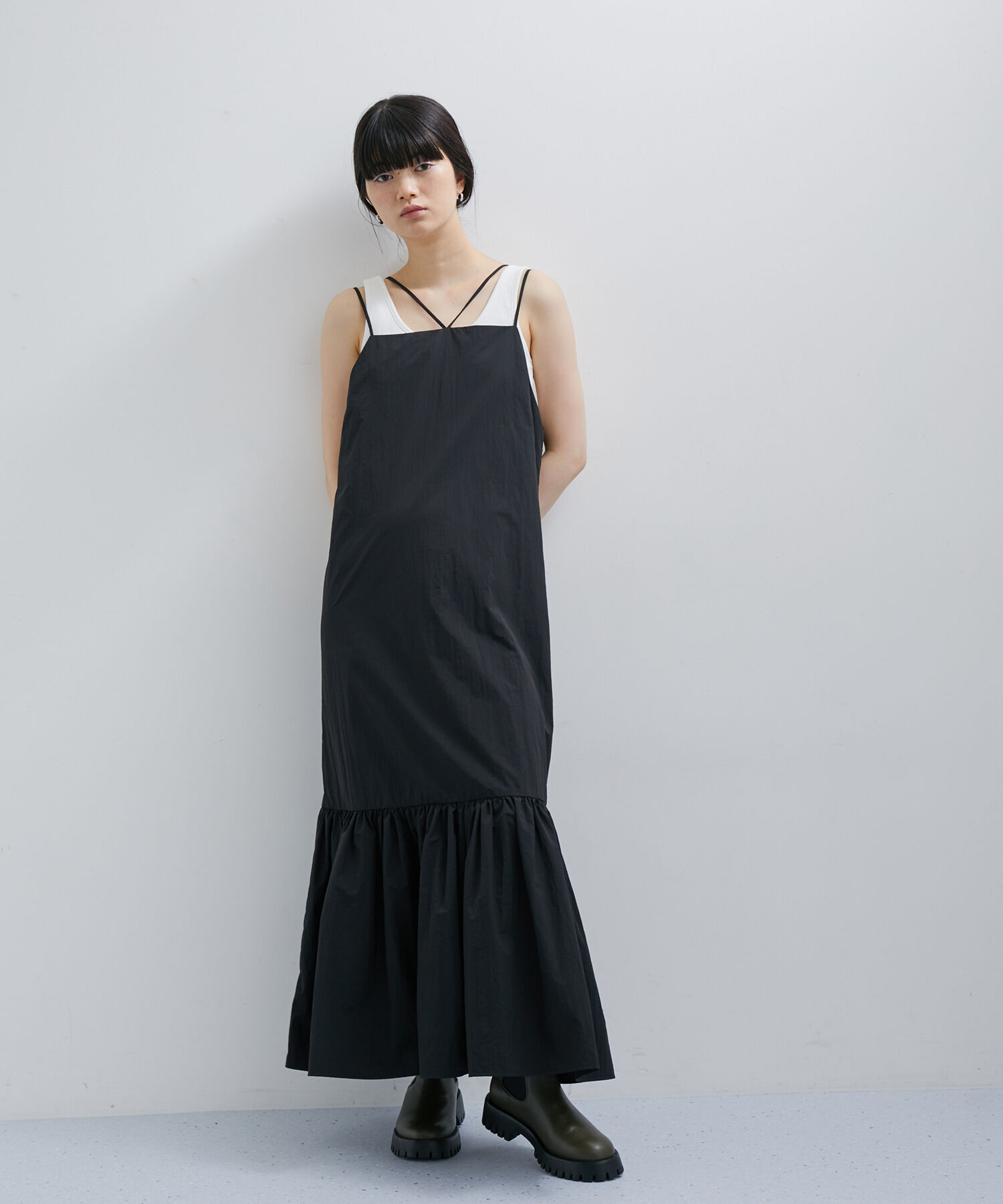 ADAM ET ROPE'「〈SETアイテム〉ボレロスリーブセットキャミワンピース」|ワンピース|