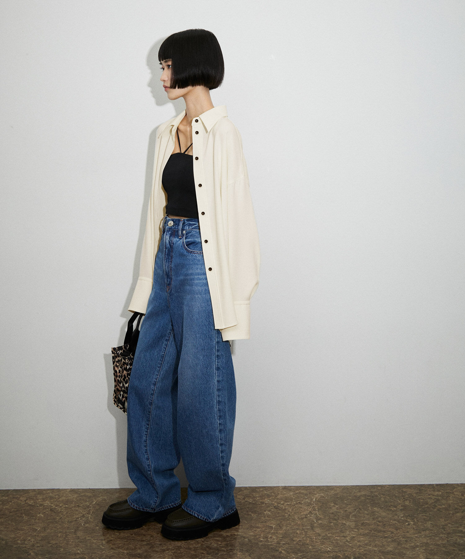 ADAM ET ROPE'「【サステナブル】ドレープオーバーシャツ」|シャツ・ブラウス|