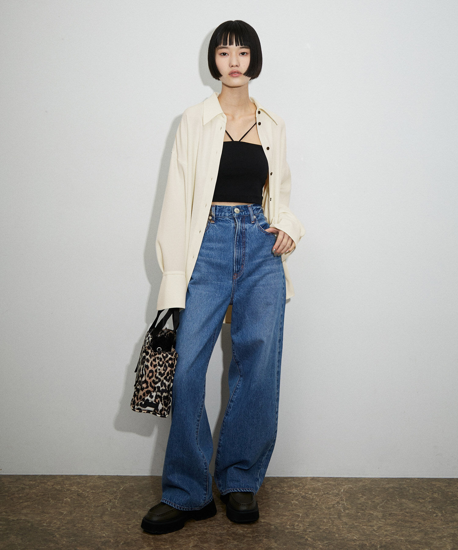 ADAM ET ROPE'「【サステナブル】ドレープオーバーシャツ」|シャツ・ブラウス|