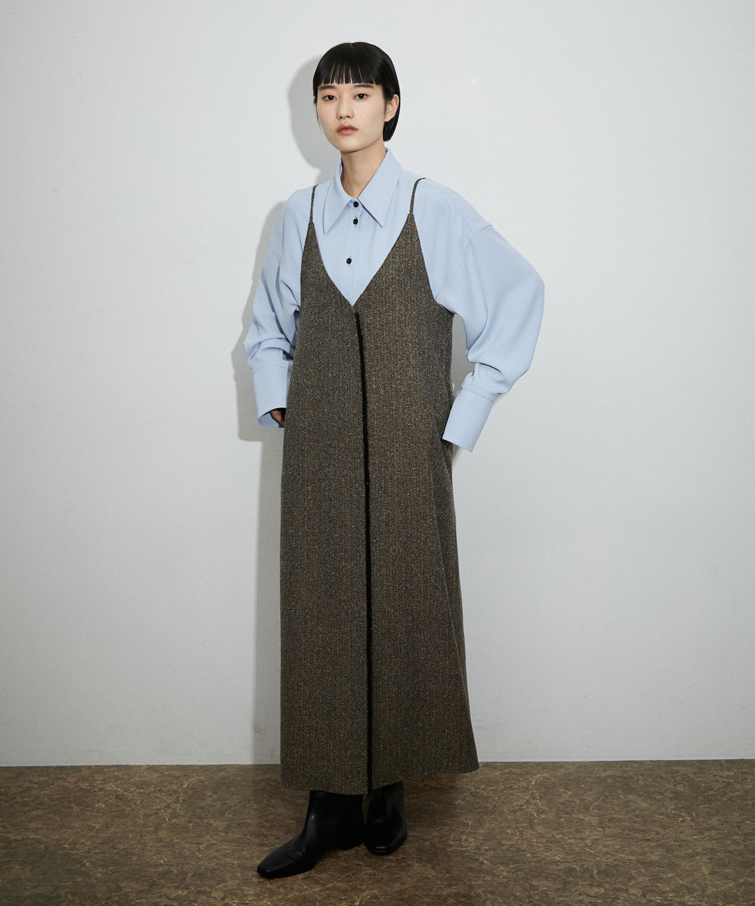 ADAM ET ROPE'「【サステナブル】ドレープオーバーシャツ」|シャツ・ブラウス|