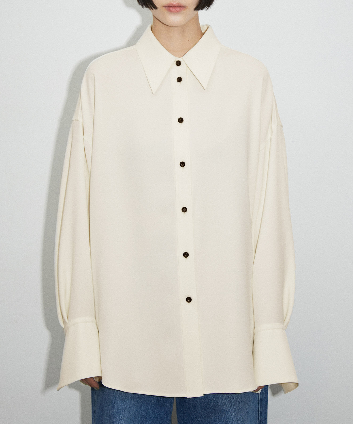 ADAM ET ROPE'「【サステナブル】ドレープオーバーシャツ」|シャツ・ブラウス|