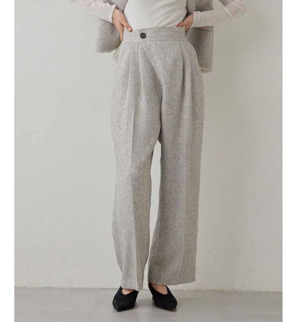 THE PAUSE「【THE PAUSE】ツイードタックパンツ」|チノ|アイボリー