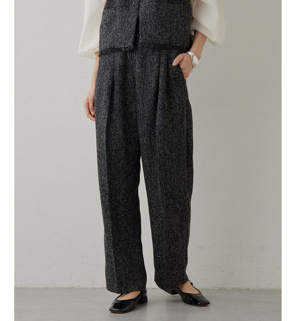 THE PAUSE「【THE PAUSE】ツイードタックパンツ」|チノ|ブラック