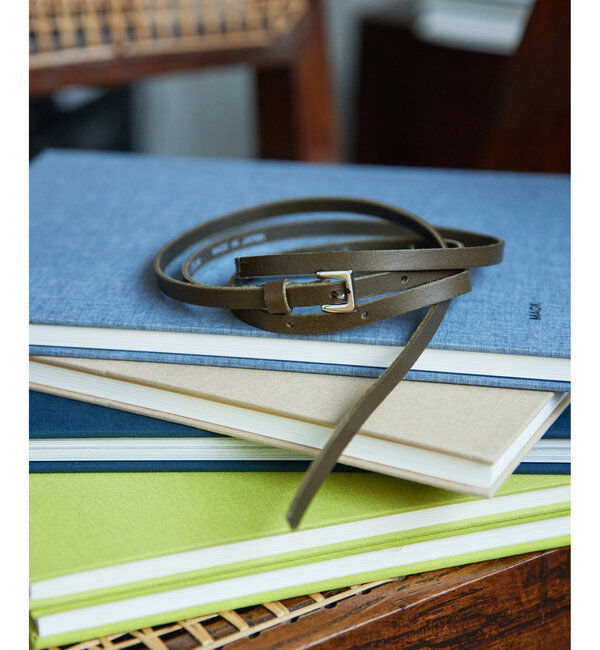 Hoaw.「【Hoaw.】レザーナローベルト」|ベルト|カーキ