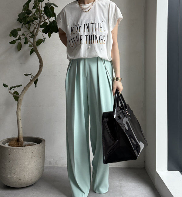  「【WEB限定】シルケットパールロゴトップス」|Tシャツ・カットソー|