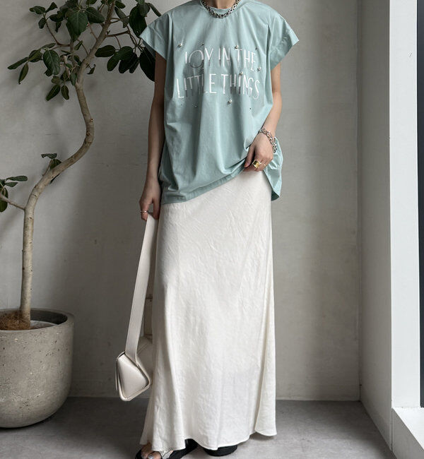  「【WEB限定】シルケットパールロゴトップス」|Tシャツ・カットソー|