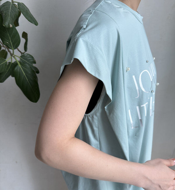  「【WEB限定】シルケットパールロゴトップス」|Tシャツ・カットソー|