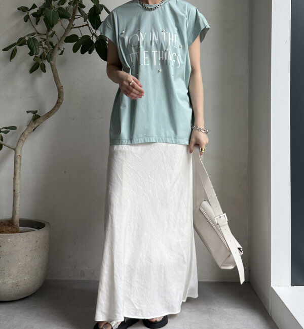  「【WEB限定】シルケットパールロゴトップス」|Tシャツ・カットソー|