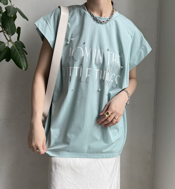  「【WEB限定】シルケットパールロゴトップス」|Tシャツ・カットソー|