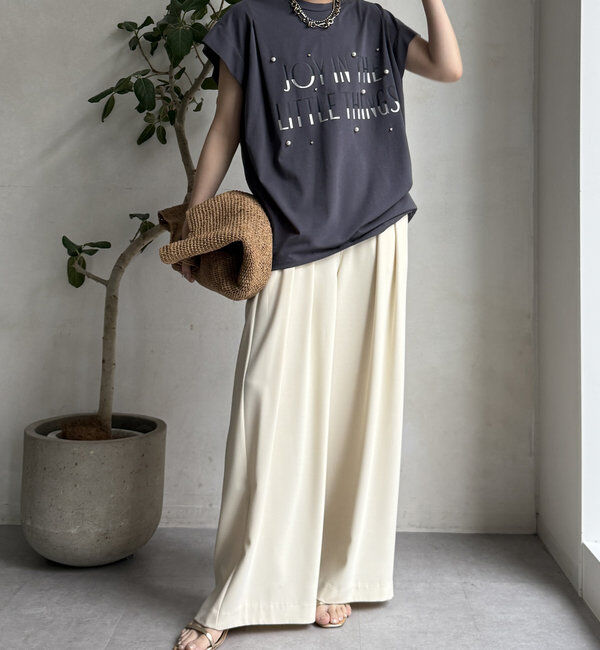  「【WEB限定】シルケットパールロゴトップス」|Tシャツ・カットソー|