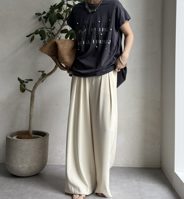  「【WEB限定】シルケットパールロゴトップス」|Tシャツ・カットソー|