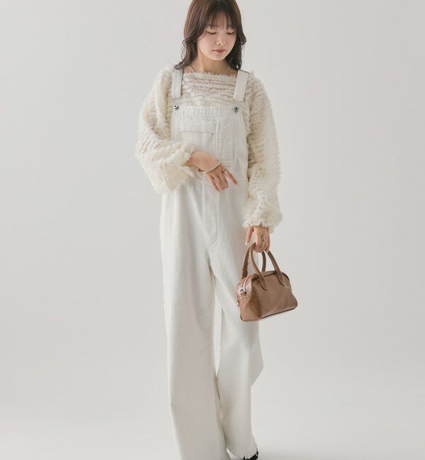  「バックシャンサロペット」|オールインワン|ホワイト