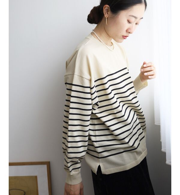  「《WEB限定アイテム》パネルボーダーワイドシルエットニット」|ニット・セーター|