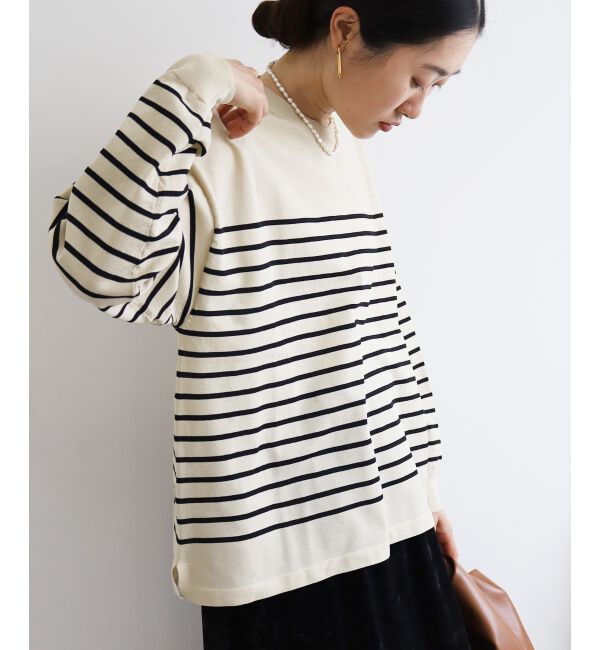  「《WEB限定アイテム》パネルボーダーワイドシルエットニット」|ニット・セーター|