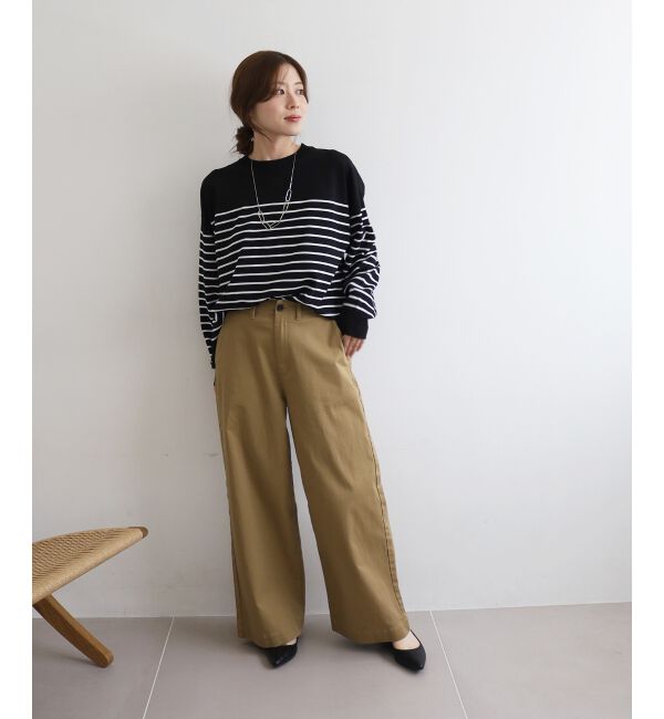  「《WEB限定アイテム》パネルボーダーワイドシルエットニット」|ニット・セーター|