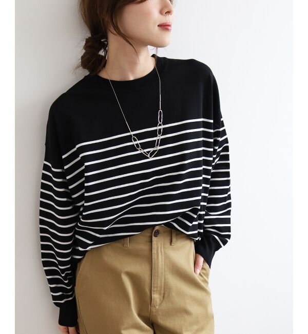  「《WEB限定アイテム》パネルボーダーワイドシルエットニット」|ニット・セーター|