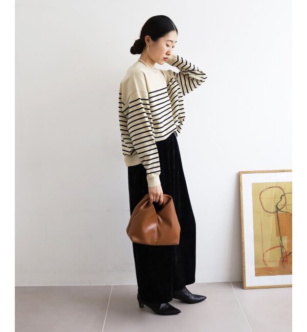  「《WEB限定アイテム》パネルボーダーワイドシルエットニット」|ニット・セーター|