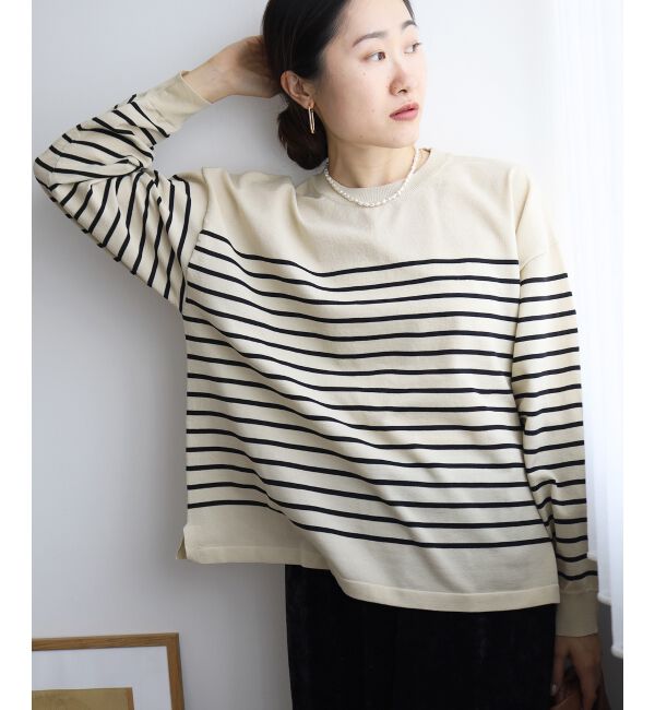  「《WEB限定アイテム》パネルボーダーワイドシルエットニット」|ニット・セーター|