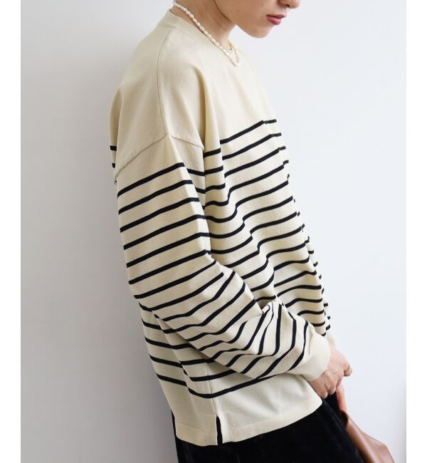  「《WEB限定アイテム》パネルボーダーワイドシルエットニット」|ニット・セーター|