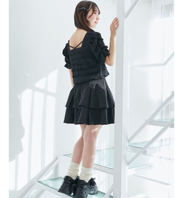  「前後2wayカットレースフリルカーデ」|カーディガン|