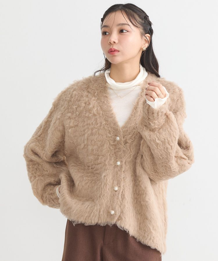 earth music&ecology「フワフワパールニットカーディガン」|カーディガン|Mocha