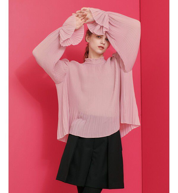 LOULOU WILLOUGHBY「【LOULOU WILLOUGHBY】プリーツシアーブラウス」|シャツ・ブラウス|