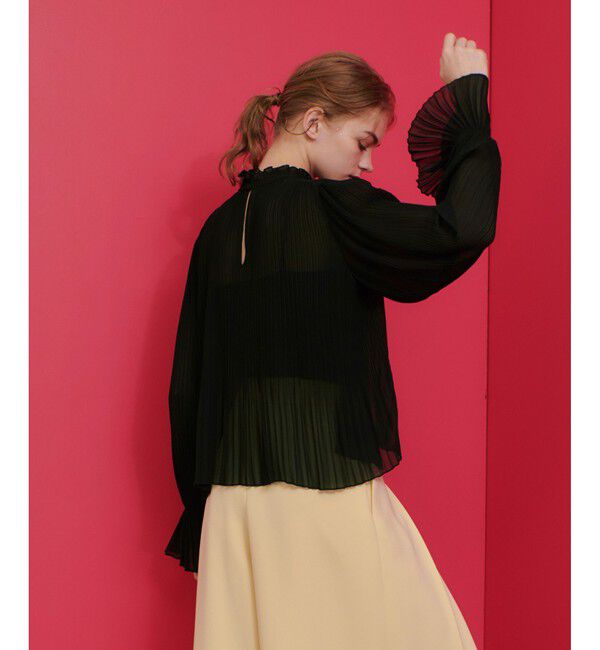 LOULOU WILLOUGHBY「【LOULOU WILLOUGHBY】プリーツシアーブラウス」|シャツ・ブラウス|